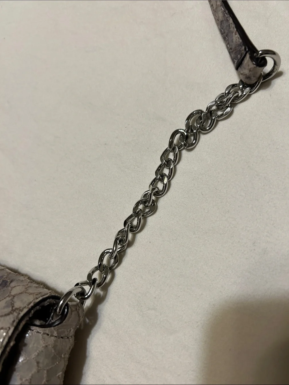 Michael Kors Lavender and Gray Snakeskin MK Chain Crossbody